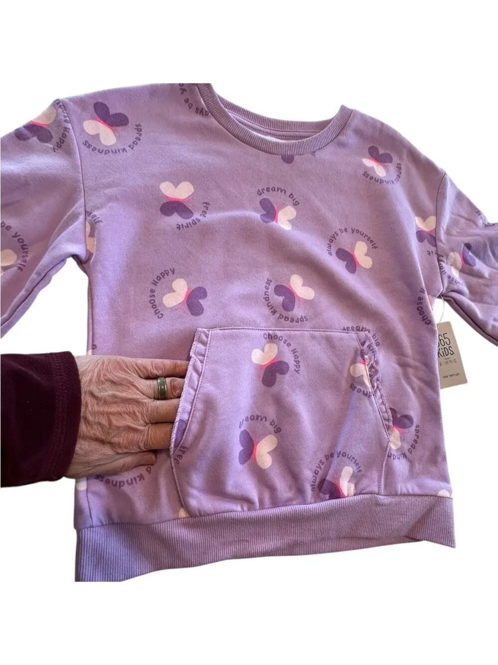 Garanimals Girls 7 Sweatshirt Purple Hippie Dream Big Butterfly Long Sleeve NWT